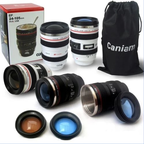 2016 hot new Canon Camera Lens Shaped 24 105mm Hot Cold Coffee Tea Cup Mug Thermos