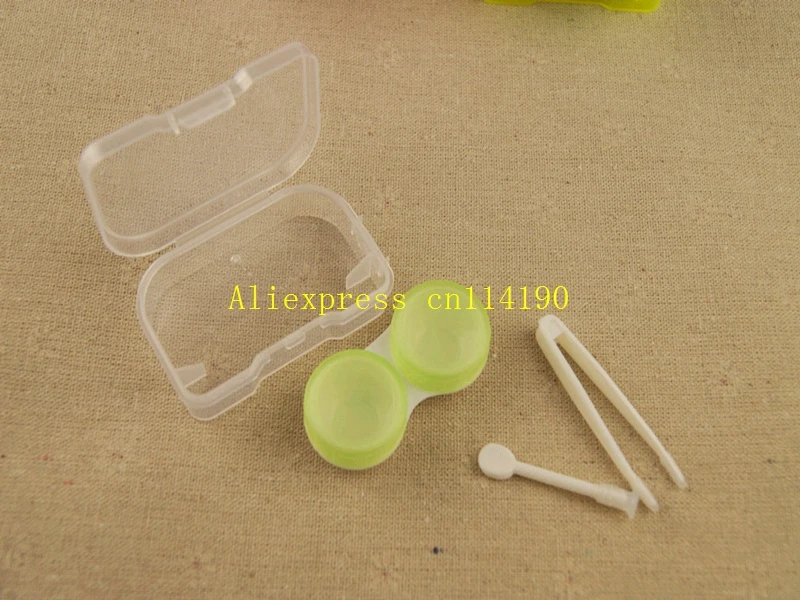 

50psets free shipping Companion box, contact lens box Eyeglasses Case Mini Contact Lens Easy Carry Case with tweezers & stick