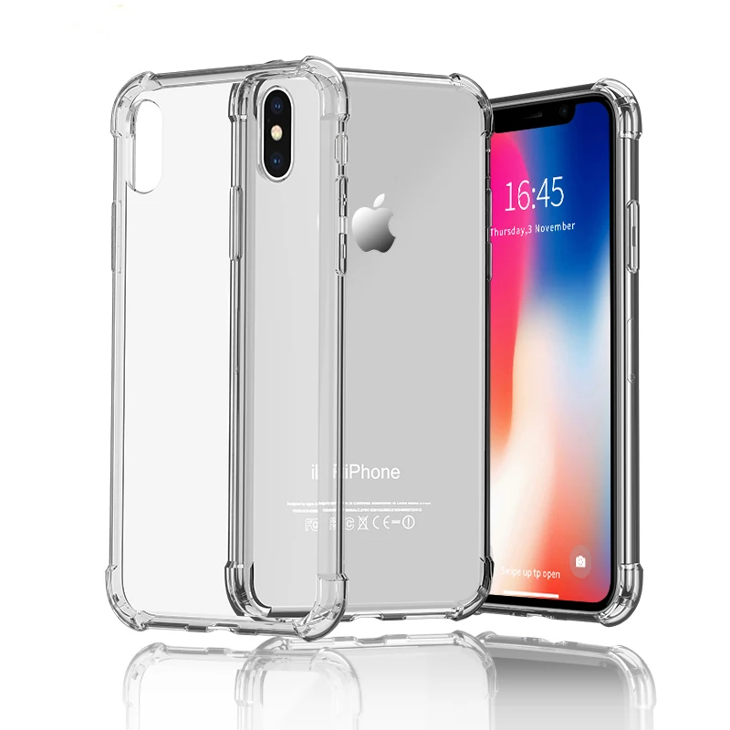 ТПУ чехол для iPhone XR XS MAX ударопрочный телефона X 7 8 Plus 5 6 6S прозрачный