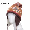 BomHCS 100% Handmade Ethnic Style Crochet Mosaic Parquet Beanie Knitted Hat Women's Winter Warm Cap 6