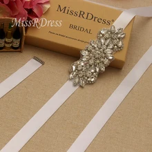 MissRDress свадебный пояс Кушак ручной работы Серебряный Хрустальный пояс невесты бусы со стразами Свадебная лента для свадьбы Выпускные платья JK847