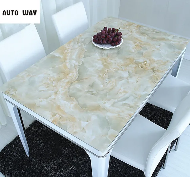 New PVC opaque Table mats Marble tablecloth Waterproof crystal sheet Color soft glass printing