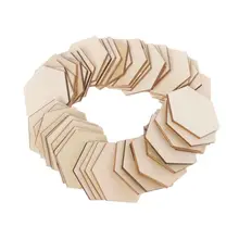 50 шт. Шестигранная лазерная резка необработанные деревянные диски украшения искусство ремесла DIY День рождения Свадьба Дисплей Декор 50 мм