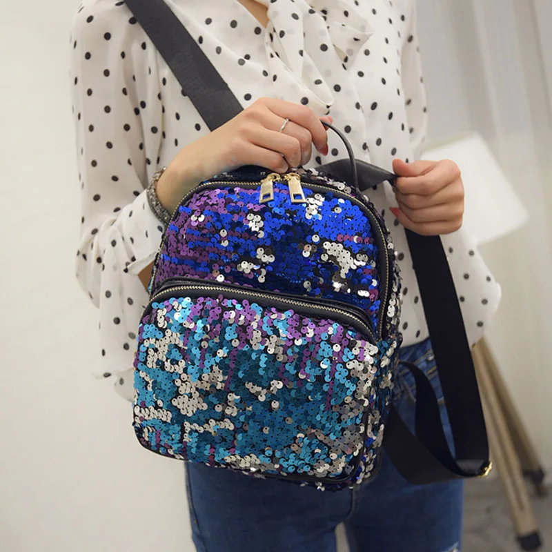 Women Sequined Backpack PU Leather Small Sequins Female Backpacks New Arrival Bling Designer Travel Girl Rucksack Mochila BP0198 (21)