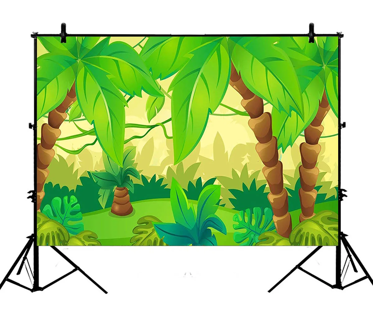 

5x7ft Cartoon Green Cute Forest Rainforest Jungle Polyester Photo Background Portrait Backdrop