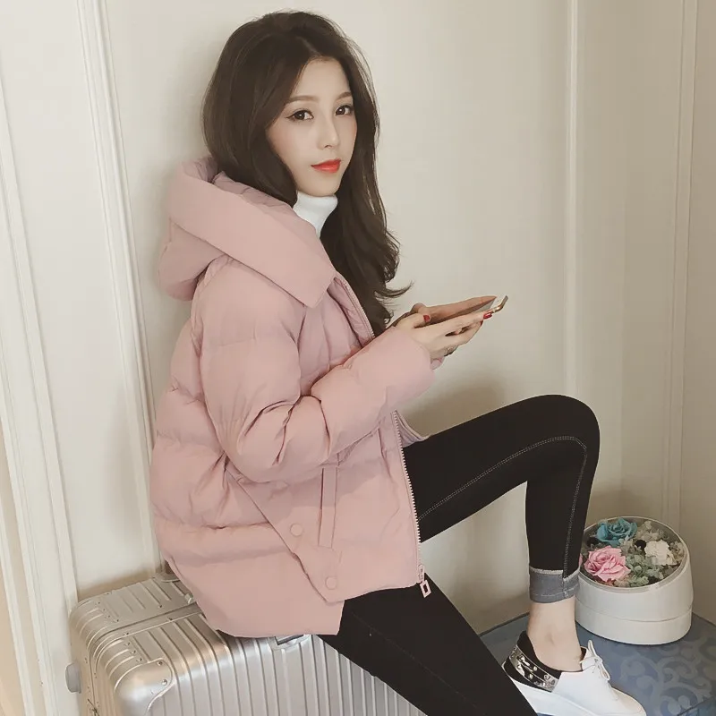 

2018 Winter Jacket Coat Women Warm Down Cotton Padded Short Parkas Bread Style new Fashion down jacket Bomber hooded Coats