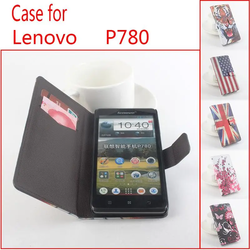 Luxury Leather Flip Case for Lenovo P780 Case Lenovo P780 Case