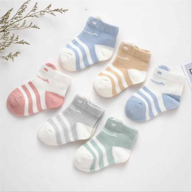 

6pairs/set Newborn Baby Socks Winter Anti Slip Rubber Sole Socks For Girls Boys Cotton Warm Toddler Boat Winter Full Socks 0-2Y
