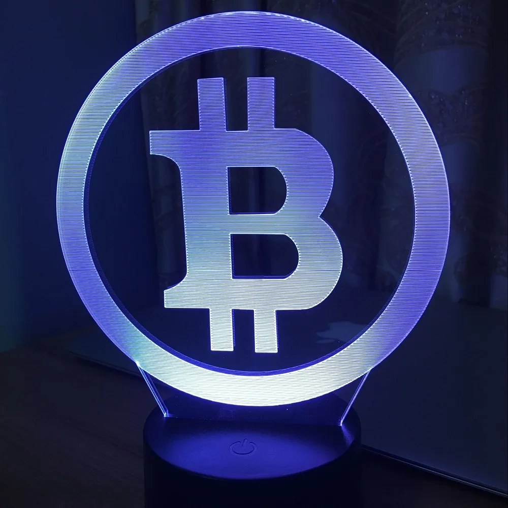  3D lights Simple Bitcoin Lamp Night Light 7 Color Change LED light Bedroom Toy Illusion USB Touch S