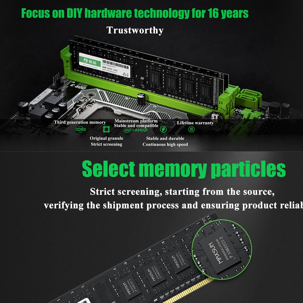 MAXSUN оперативная память ddr3 8 ГБ 4 1600 МГц 11 28 пожизненная гарантия 1 5 в контактов Φ 3
