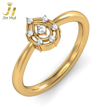 

Jinhui Women The Elettra Ring Solid 18K Yellow 750 Gold 0.075CT Natural Diamond Jewelry Free Engraving