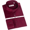 Excellent Pure Cotton Mandarin collar long sleeve solid dress shirts for men soft comfortable well fit male tops ► Photo 2/6