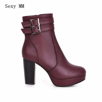 

Spring Autumn Winter Platform High Heels Ankle Boots Women Short Boots Ladies Shoes botas botte femme Plus Size 34-40 41 42 43