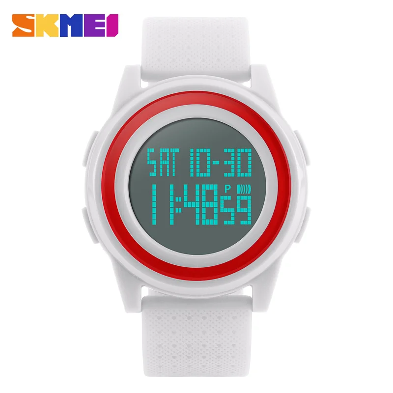 Новинка SKMEI спортивные часы люксовый бренд светодиодный электронные цифровые часы 5ATM водонепроницаемые уличные спортивные часы для женщин и мужчин наручные часы - Цвет: white