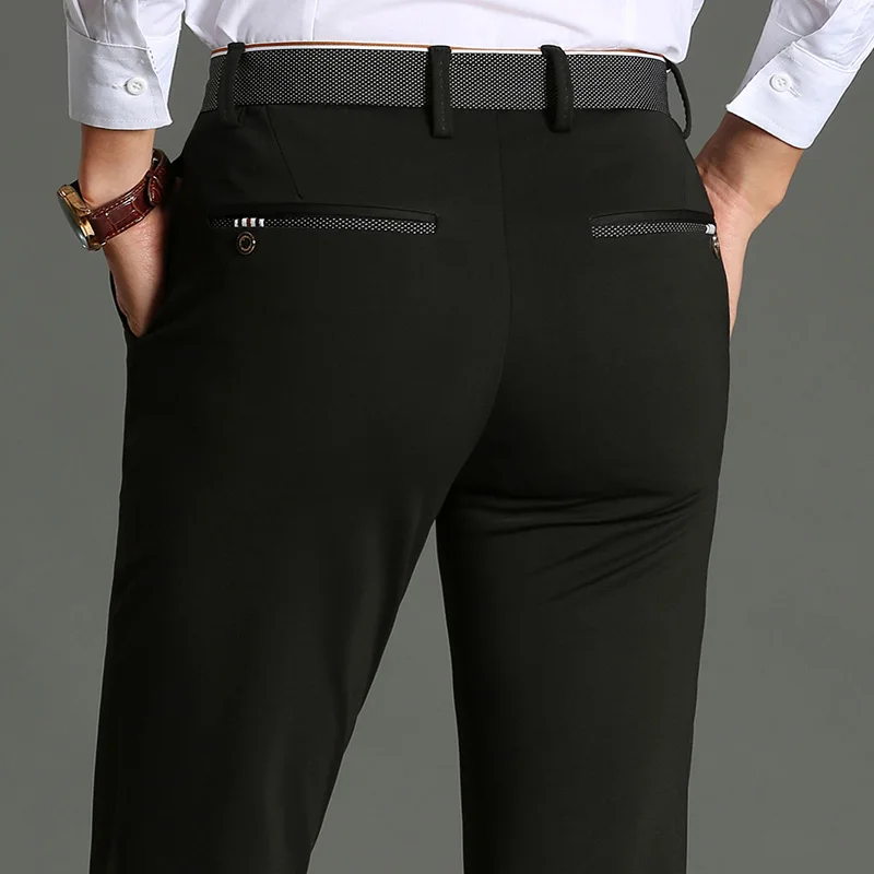 Модные зимние новые мужские флисовые штаны высокого качества, мужские прямые облегающие брюки, однотонные Стрейчевые деловые повседневные мешковатые штаны CYL35