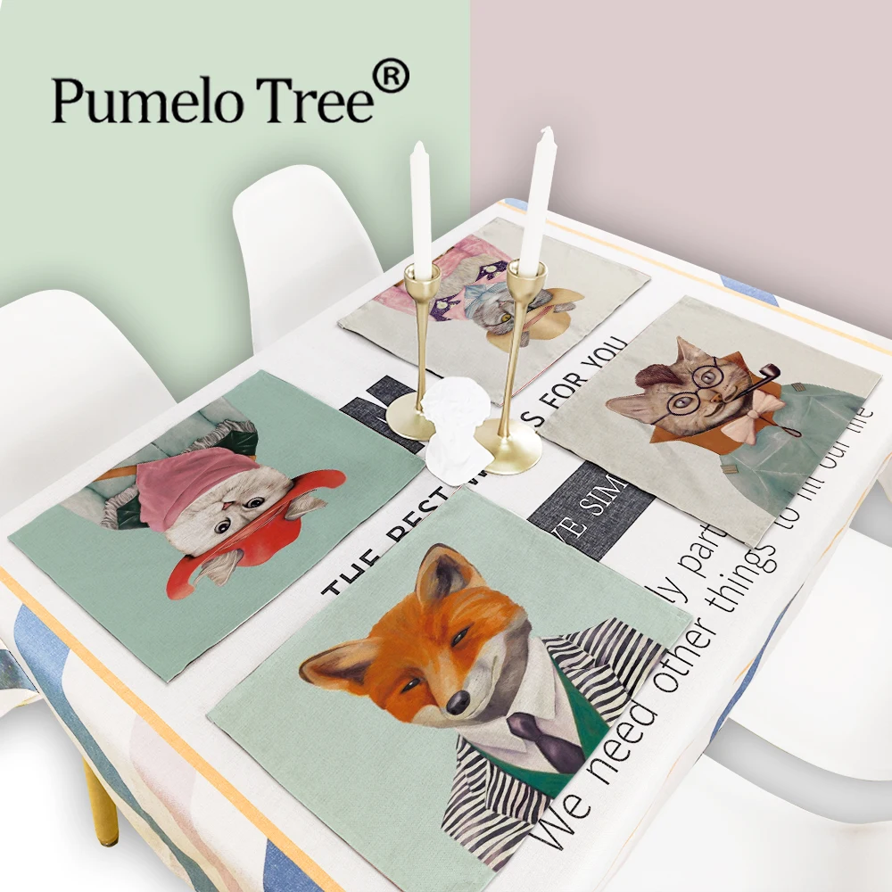 

Cartoon Ainmals Coaster 2/4/6Pieces Hot Pad Table Mat Table Napkins Mug Coasters Table Placemats Nordic Kitchen Cloth Placemat