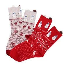 Новинка; милые хлопковые носки с рисунком снеговика для женщин и девочек; забавные рождественские повседневные недорогие Новинка художественная обувь в винтажном стиле; Цвет Красный; Harajuku; корейский подарок