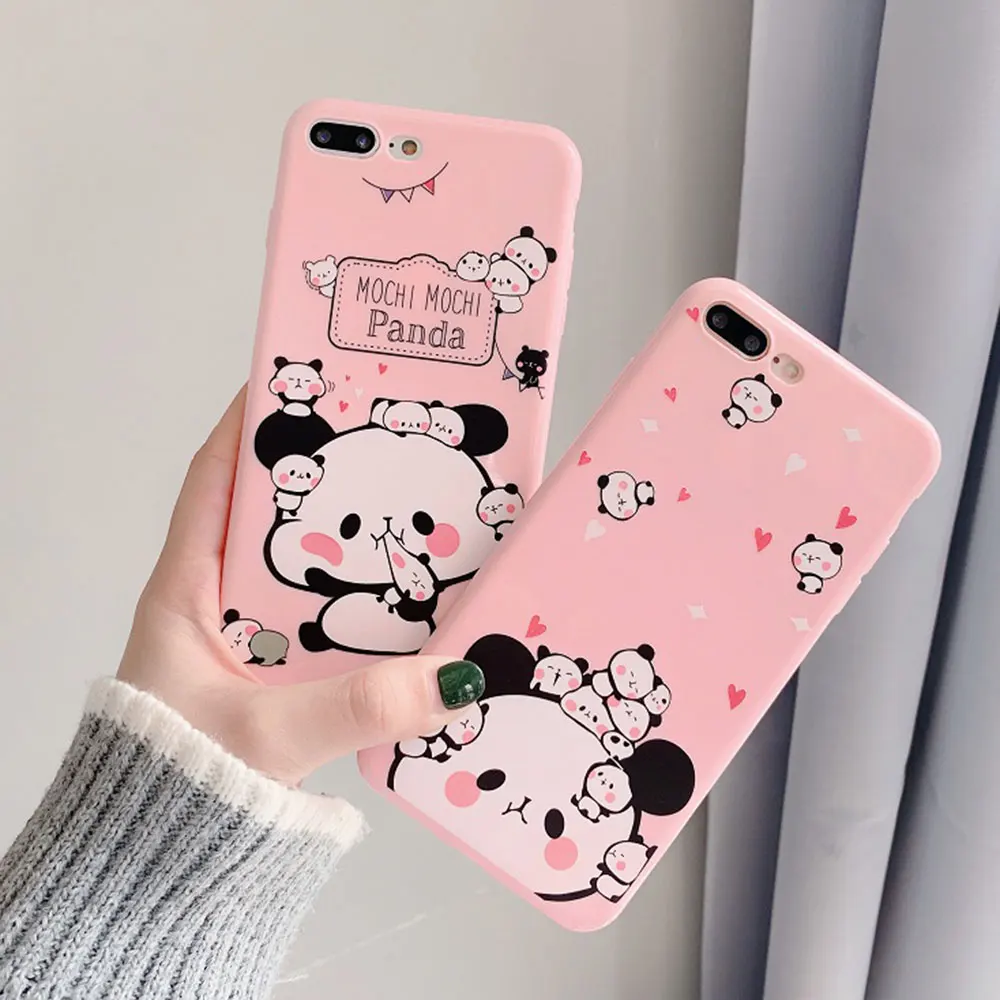Милый чехол с пандой для iPhone X XR XS Xs Max 7 8 Plus мягкие чехлы из ТПУ 6S 6 корпуса телефона
