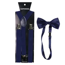 Winfox Модные королевские синие подтяжки и бабочка набор для мужчин и женщин подтяжки галстук-бабочка