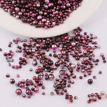 

20g 3-6mm Gradient Purple Black Series Mix Size Imitation No Hole Pearl Round Beads For DIY Nail Art Decoration