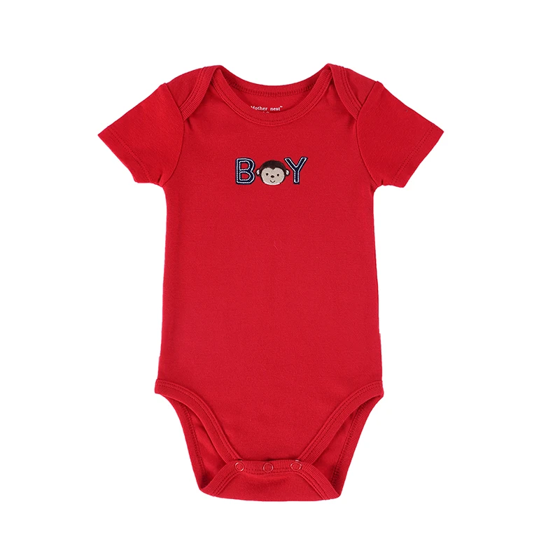 Лето ; Детский комбинезон с вышивкой в виде Красной обезьяны; Одежда для маленьких мальчиков; комбинезон для новорожденных; нижнее белье с короткими рукавами; хлопковый костюм