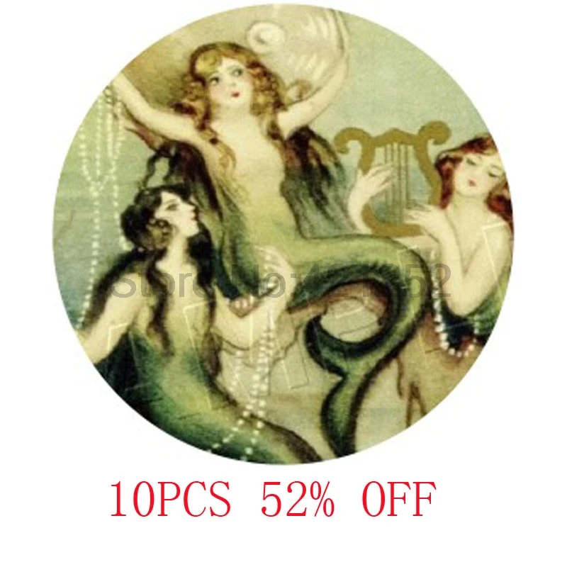 Ожерелье с кабошоном изображением русалки и кабошона | Украшения аксессуары