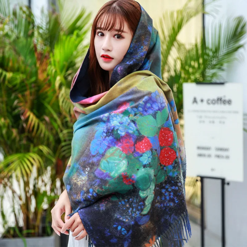 

SUMEIKE Newest Design Bandana Printing Winter Scarf Women Shawls Thicken Warm Scarves Wool Brand Scarf Woman Wrap Scarves