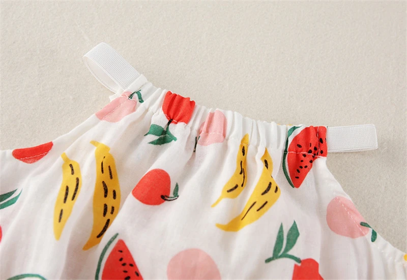Милый брендовый Летний комбинезон без спины с фруктовым принтом для новорожденных девочек
