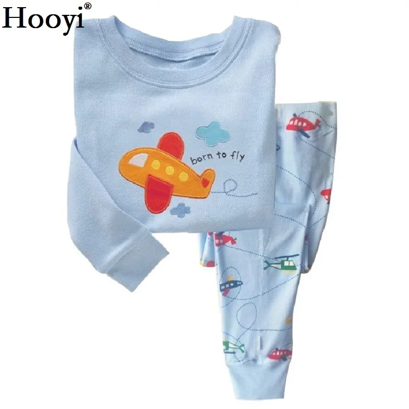 Hooyi/Синие пижамы с акулой для мальчиков, комплекты одежды, детские пижамы на осень и весну для детей 2, 3, 4, 5, 6, 7 лет, костюм для сна, хлопковые пижамы для маленьких девочек - Цвет: N7