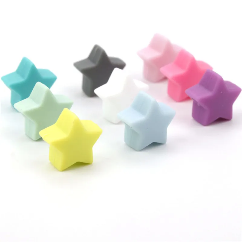 스타 식품 등급 실리콘 비즈 펜던트 15mm Teether 실리콘 비즈 Diy 젖니 실리콘 목걸이, 50 개