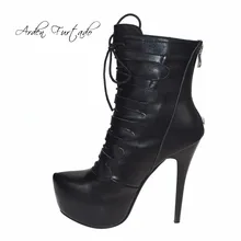 Arden Furtado/Новинка года; пикантные Зимние ботильоны из натуральной коровьей кожи на платформе и высоком каблуке 13 см; женские полусапожки на шнуровке