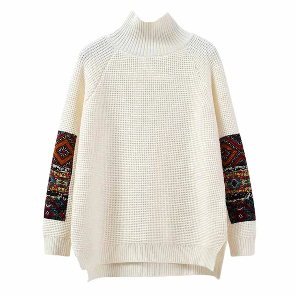 JAYCOSIN Sweater Autumn Winter Women Polyester Round Neck Hand Sleeve