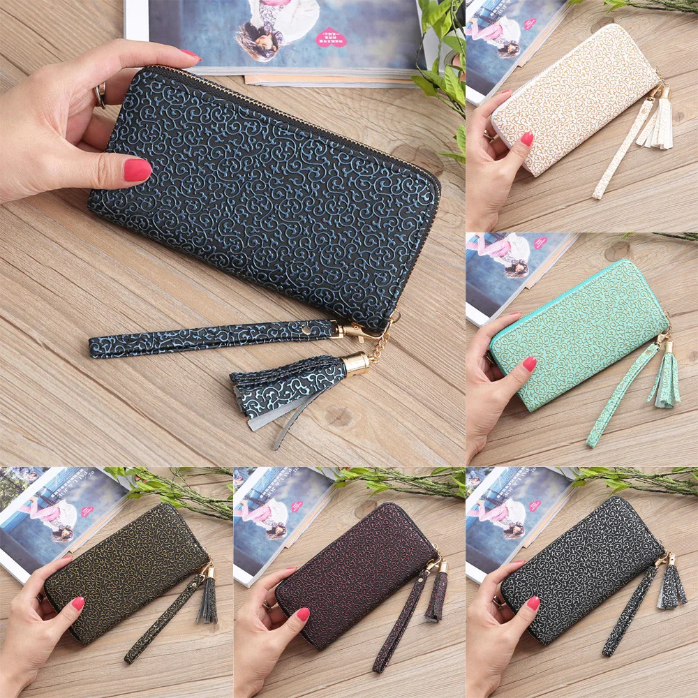 

Fashion Women Tassels Long Wallet Card Billfold Phone Bag 40#