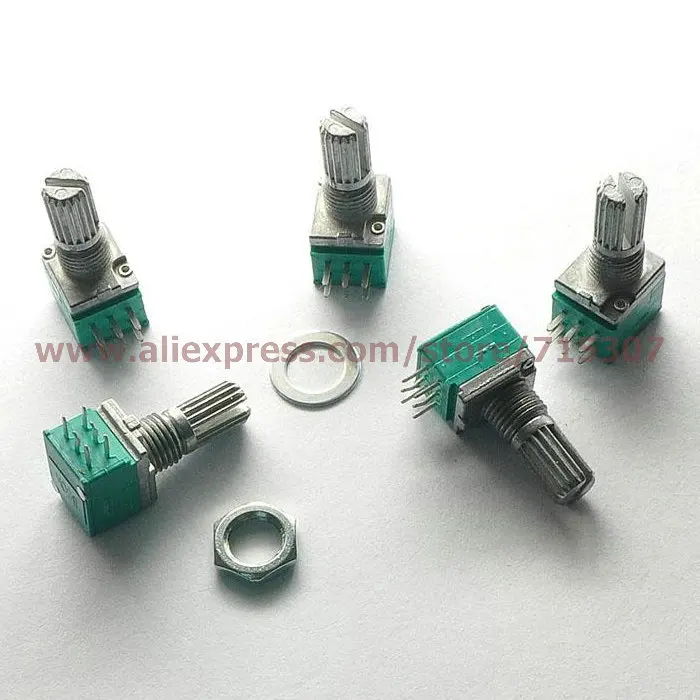 

PHISCALE 10pcs Duplex linear rotary / seal / amplifier potentiometers B10K 15mm actuator length 6pin