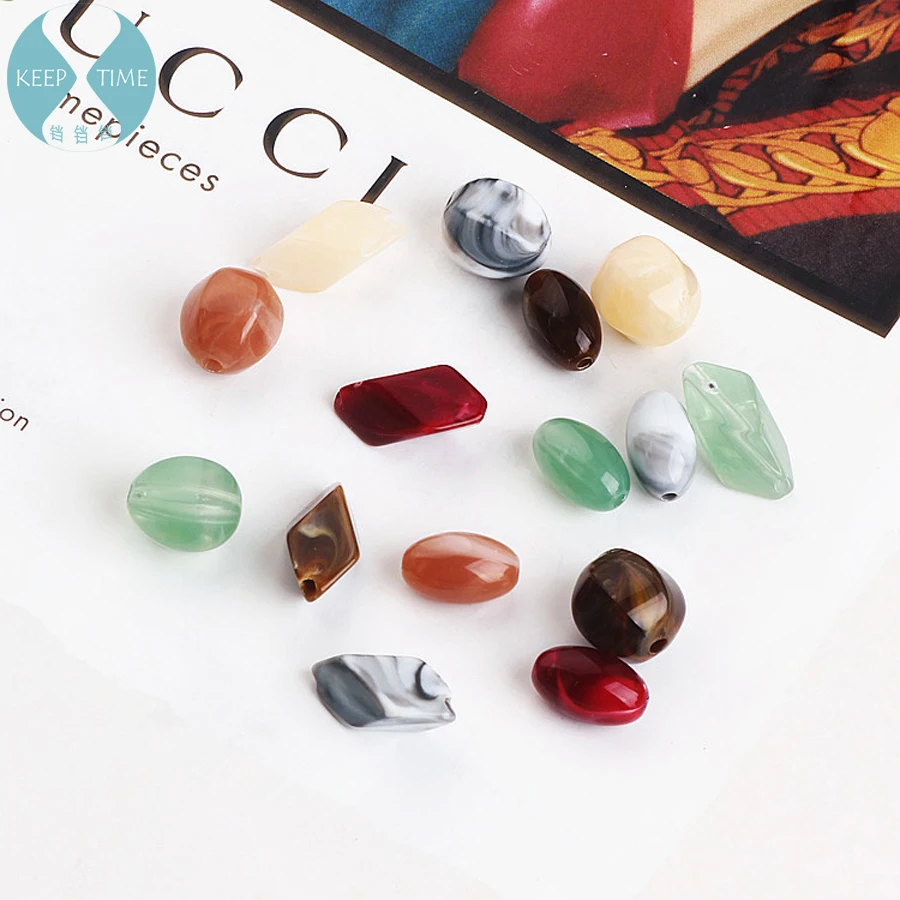 

DIY imitation Turquoise jade jewelry accessories resin irregular prismatic round long oval pendant earrings earrings materials