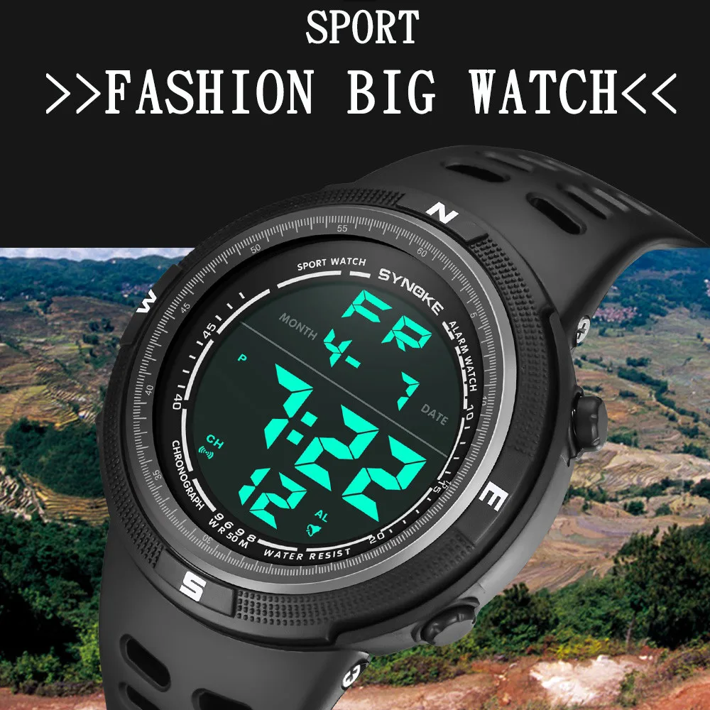 

SYNOKE Multi-Function 50M Waterproof Watch LED Digital Double Action Watch Electronic Watch digital Watch fashion gif Men's watc