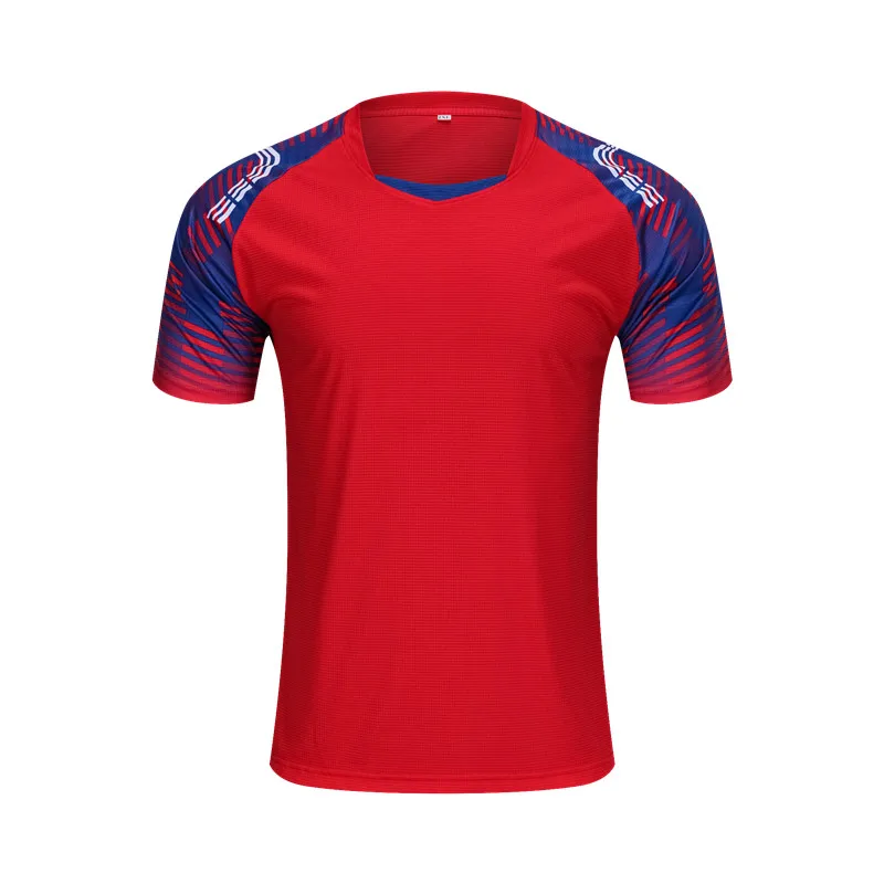 ZMSM, набор для взрослых теннисных рубашек и шорт, Мужская футболка для бадминтона, футболка для настольного тенниса, футболка для футбола, бега, дышащая спортивная одежда B014 - Цвет: Red T-shirt