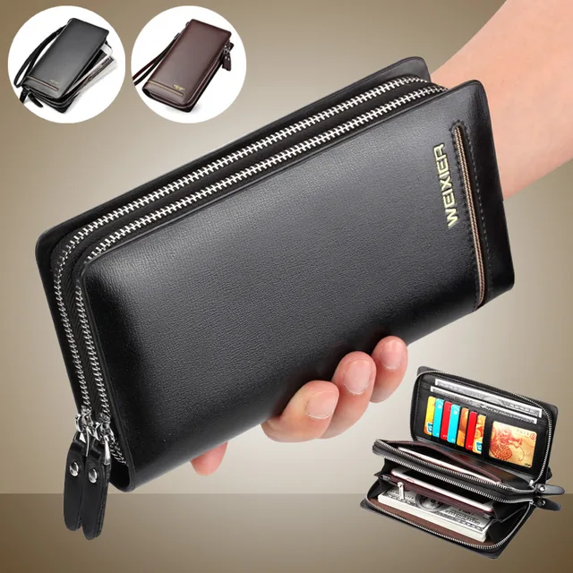 0 : Buy Business Men&#39;s Clutch bag Wallet Double Zipper Clutch Wallets Synthetic ...
