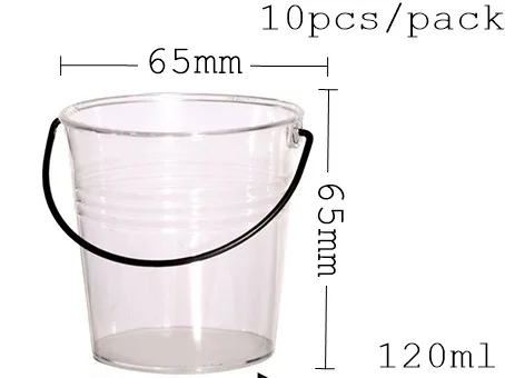 Акция-вечерние принадлежности для свадьбы, одноразовая пластиковая посуда, 65*50 мм/120 мл мини десертное ведро/чашка, 10/упаковка