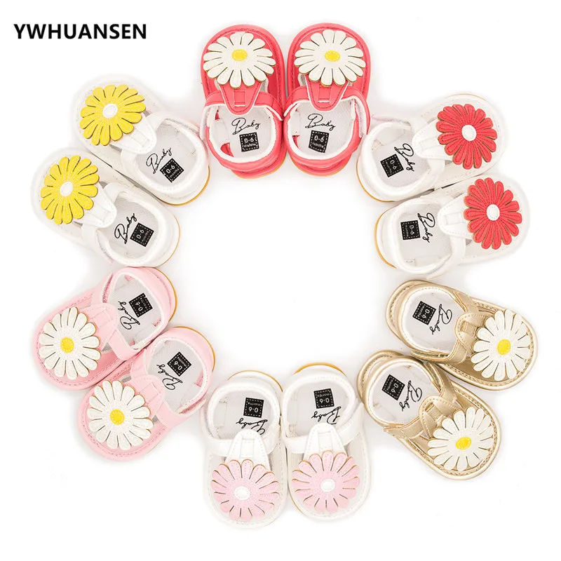 

YWHUANSEN 6 Colors Summer Baby Girls First Walkers Shoes Sunflower PU Leather Princess Soft Anti-slip Sole Toddler Shoes