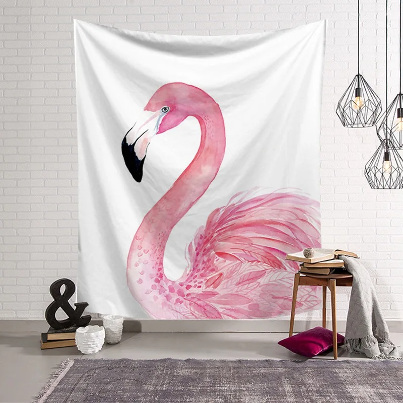 TOX Flamingo Tapestries Pink Animal Watercolor Wall Hanging Tropical Couch Decor Crown Bedspreads Yoga Mat Blanket Picnic cloth - Цвет: C1