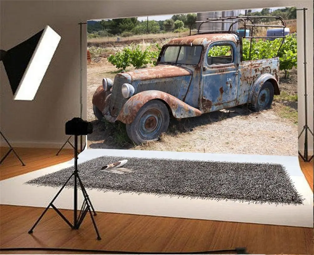 

Photography Backdrop Rural Vintage Tractors Scene Photo Background Party