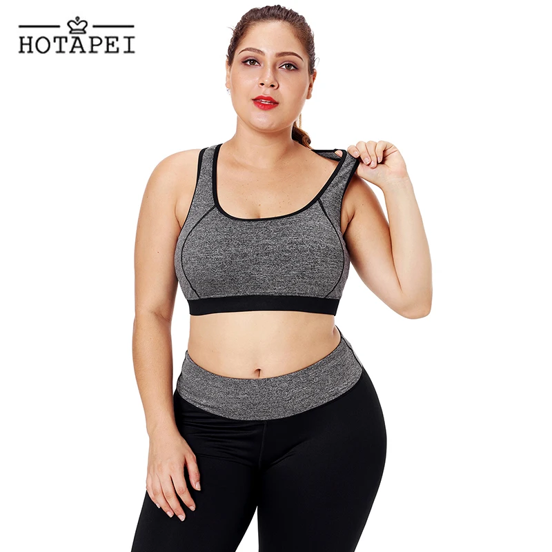 

HOTAPEI plus size Sports Bra Top Fitness Women Breathable wirefree Yoga Bra for Running Gym Quick Dry Seamless Tank Tops LC26042