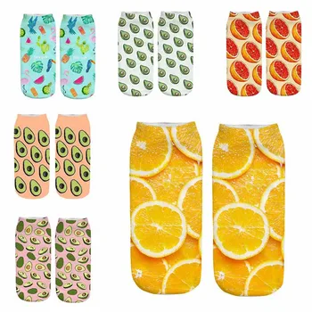 

3D Plant Fruit Cactus Women Creative Printed Socks Female Funny Socks Burger Multicolor Fruit Socks Girl Graffiti