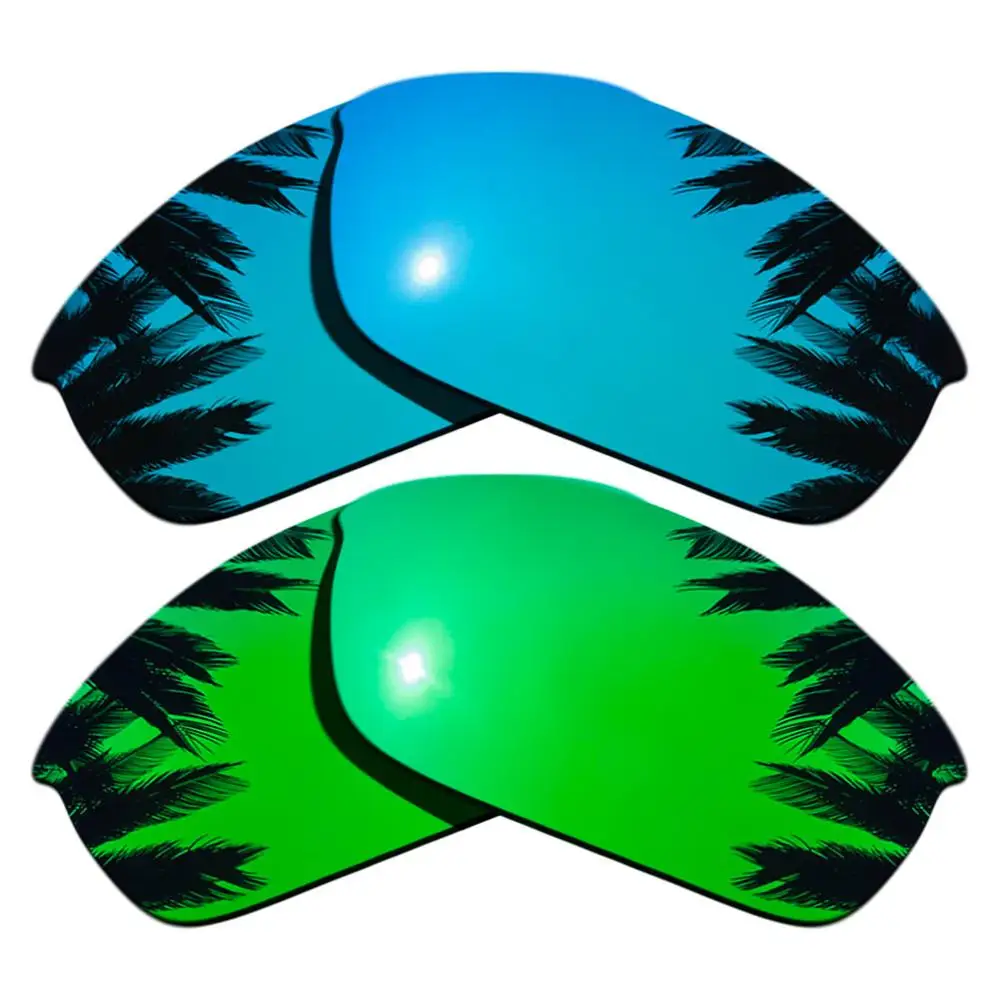 

Ice Blue Mirrored & Green Mirrored Polarized Replacement Lenses for Flak Jacket Frame 100% UVA & UVB