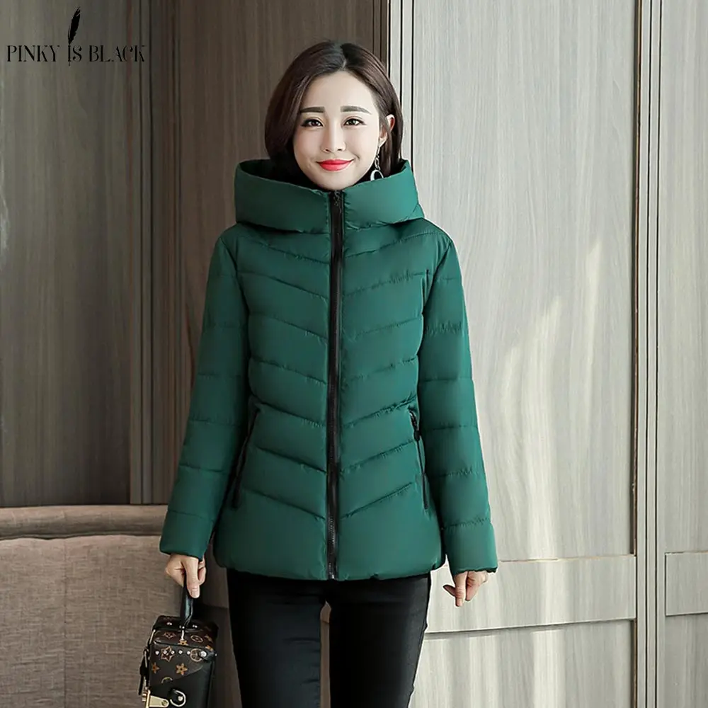 PinkyIsBlack Winter Jacket Women Cotton Short Jacket 2018 New Girls Padded Hooded Warm Parkas Winter Coat Women Plus Size 4XL