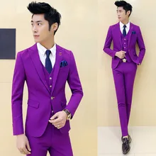 Multi Color Men's Suits Costume Homme Mens Suits Terno Vestidos De Festa Man Suit Wine Red slim fit (jacket + Pants + Vest + Tie