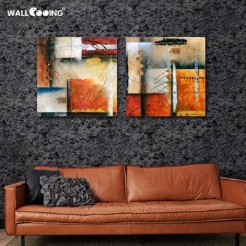 

2 pcs / set artist canvas Geometry paintings abstrato quadro painting Modular Pictures retratos da parede para sala de estar
