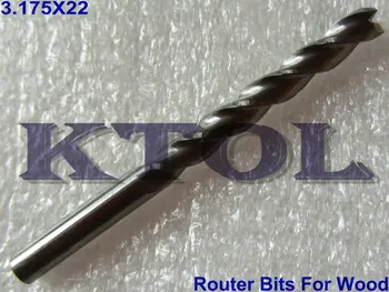 

3.175X22MM- 3 Flutes CNC Router bits for wood, TOP Carbide cnc millinging tools for Clean Engraving Cutting