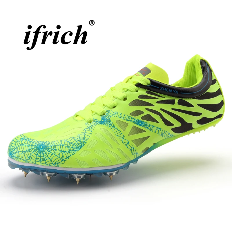 $28.46 Kids Spikes Shoes Athletics Black Yellow Couples Running Nails Sneakers Light Tracking Shoes Men Spring Autumn Lace Up Sneakers